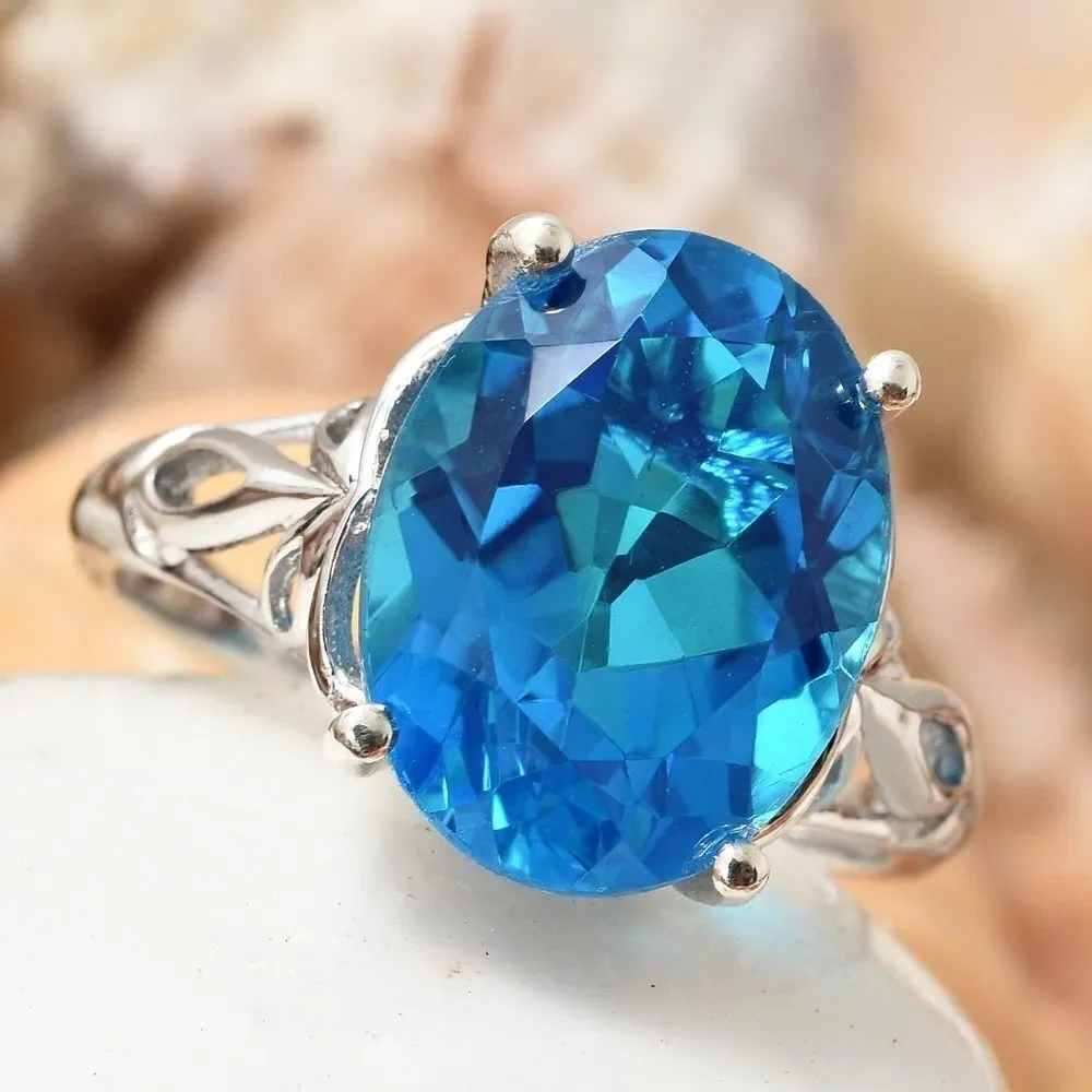 Solitaire Ring Caribbean Quartz Sterling Silver